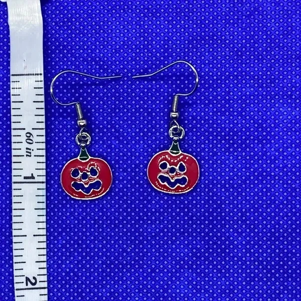 New pumpkin earrings‎ cute little pumpkin drop dangle earrings teacher librarian - Image 2