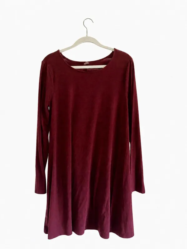 Old Navy Women's Long Sleeve Swing Dress - Burgundy - Image 2