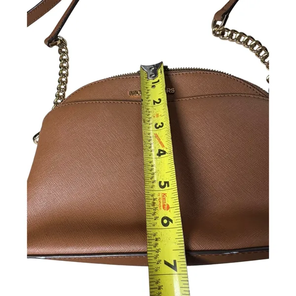 Michael Kors Dome Crossbody‎ Bag Saffiano Leather Tan Acorn Gold Chain - Image 5