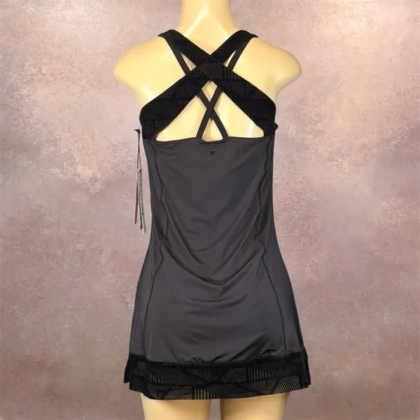 Fila Women’s Athletic Tennis Dress L Strappy Back Black Sport Dress NWT - Image 4