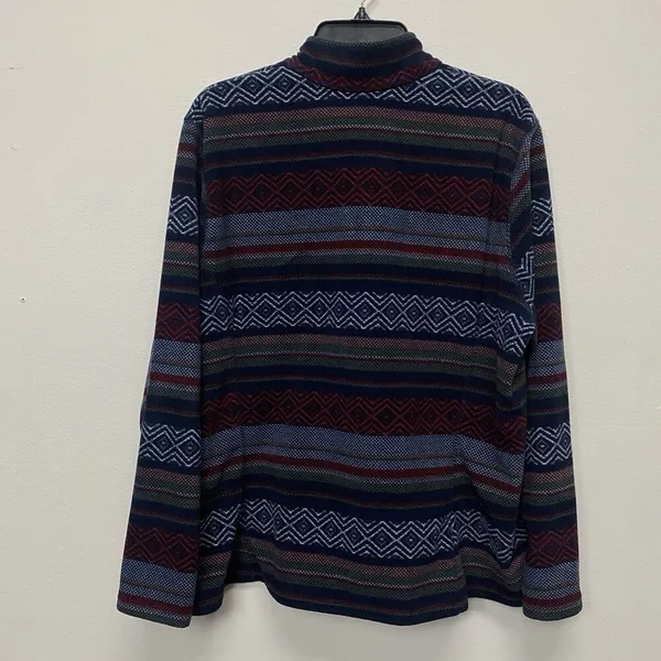 Eddie Bauer Pullover 3/4 Zip Woman 2XL Navy Blue Geo Print Stripe Sweater Fleece - Image 5