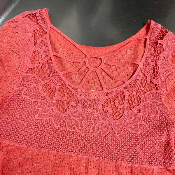Altar’d State Boho Coral KnIt Sweater with Open Lace Back - Size Large - VGUC - Image 3
