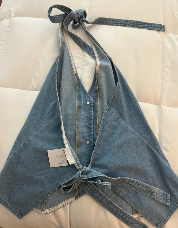 Double Zero Denim vest halter top - Image 2
