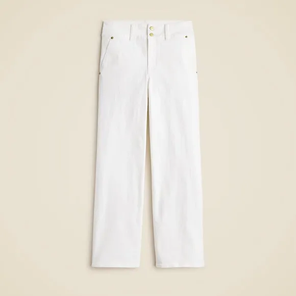 NWT!! J. CREW Slim Wide Jeans Stacked Buttons Solid White Size 29 Petite‎ 29P - Image 11