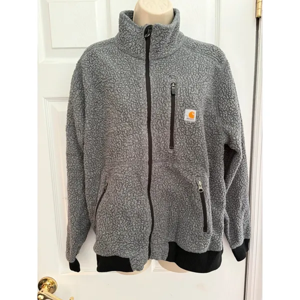 Carhartt Sherpa Fleece Jacket Womens XL Gray Full Zip OJ3913-W‎ Workwear Coat - Image 2