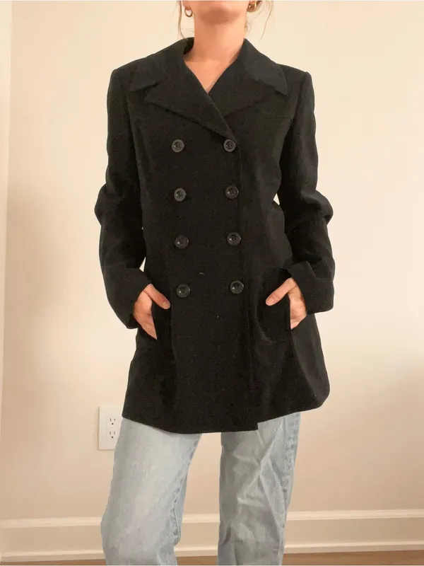 bebe Black Double-Breasted Women's Peacoat Style Blazer - Image 2