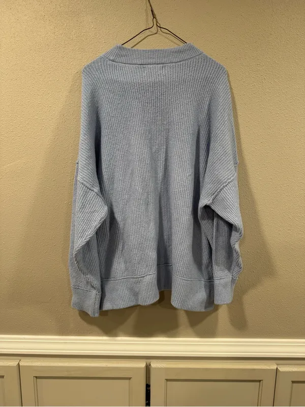 aerie Light Blue Ribbed Crewneck Sweater - Image 5