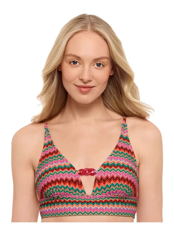 Salt + Cove Juniors Front-Tab Midkini Swim Top 807145 Pink Multi S - Image 6
