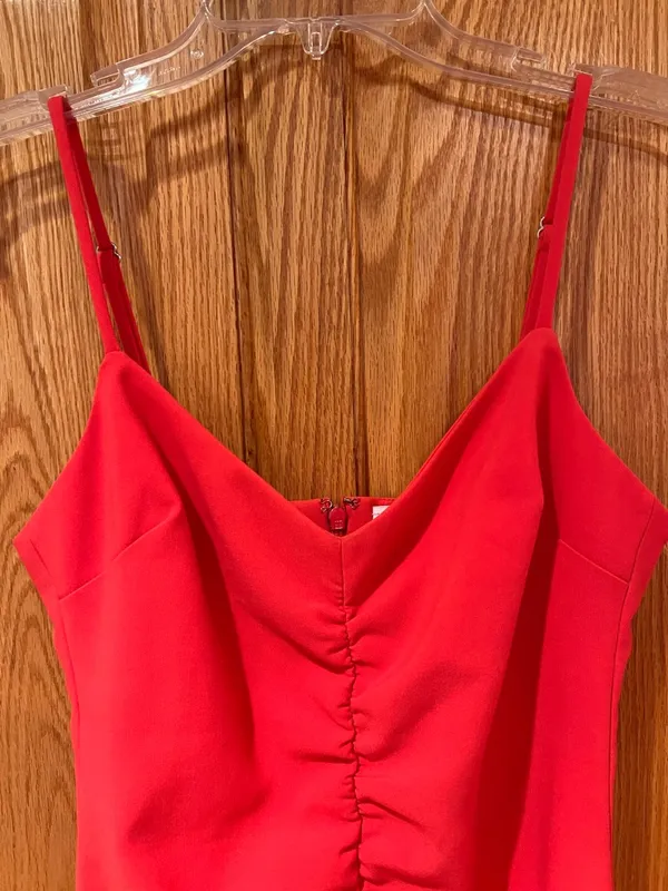 LIKELY Charla Ruched Bodycon Sleeveless Spaghetti Strap Mini Dress Red‎ Size 4 - Image 8