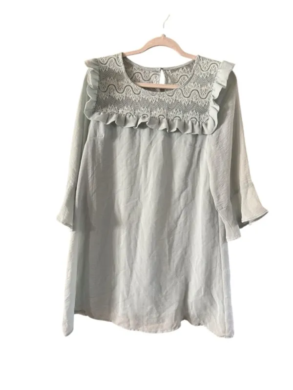 entro Light Sage Lace-Yoke Ruffle Mini Dress - Image 6