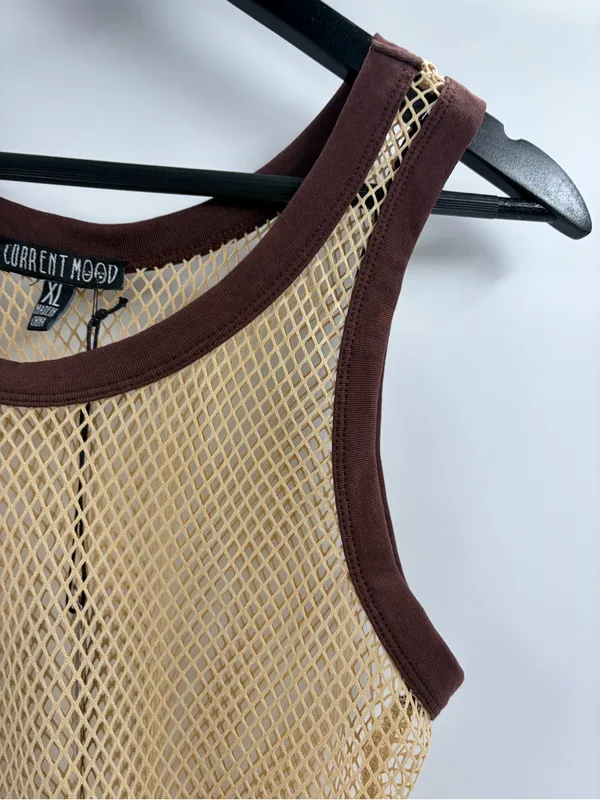 Current mood dolls kill mesh beige brown summer sleeveless tank top size xl NWT - Image 6