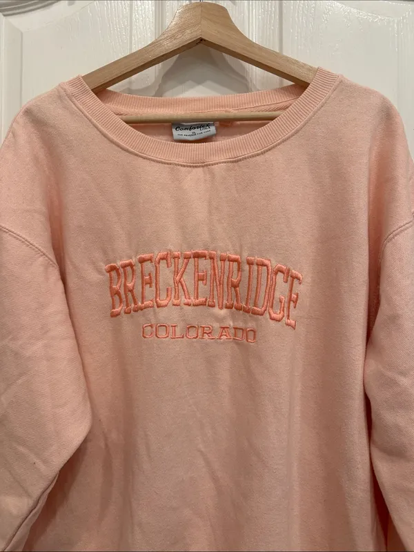Breckenridge Colorado peach embroidered sweatshirt - Image 2
