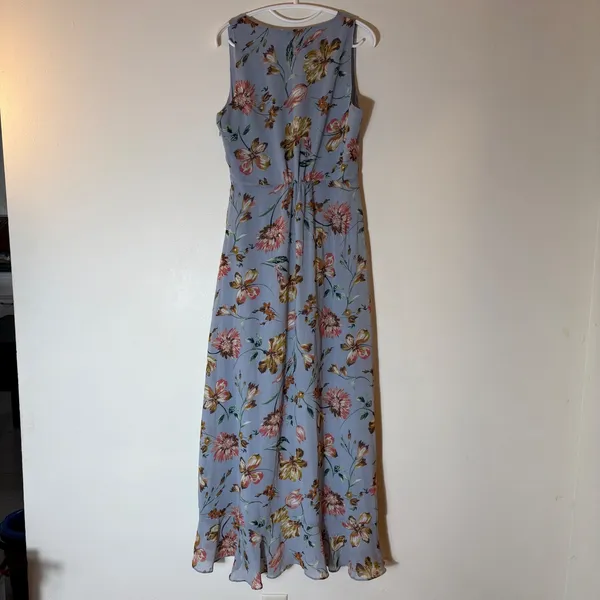 Dress Forum‎ Floral High Low Maxi Dress Surplice Neck Blue Size Medium - Image 9