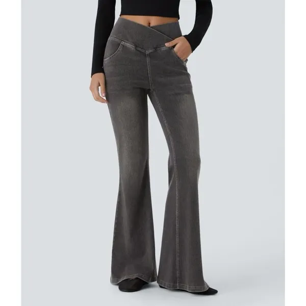 ✨Halara Flex™ High Waisted Crossover Pocket Washed Casual Flare Sz XL Jeans✨ - Image 2
