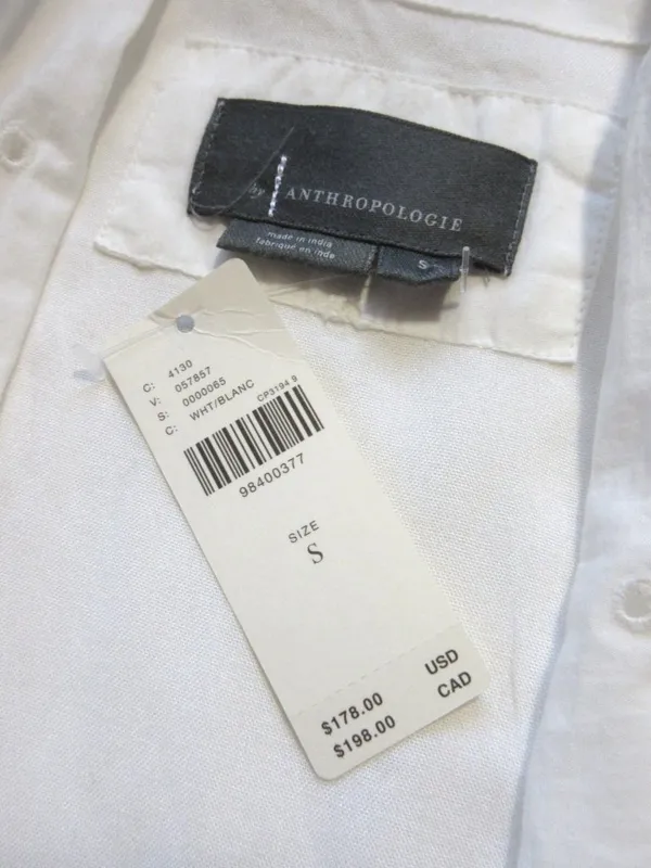 NWT Anthropologie Tommie Zip-Front Midi in White Eyelet-Trim Edition Dress S - Image 5