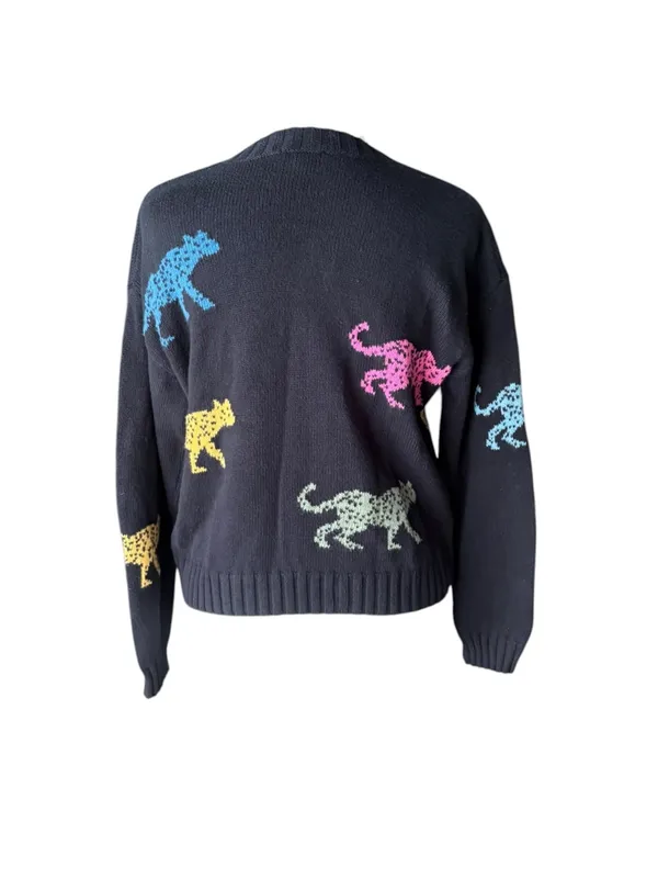 Rails Perci Jagged Tiger Sweater Cotton Cashmere Womens Size XS Black - Image 2