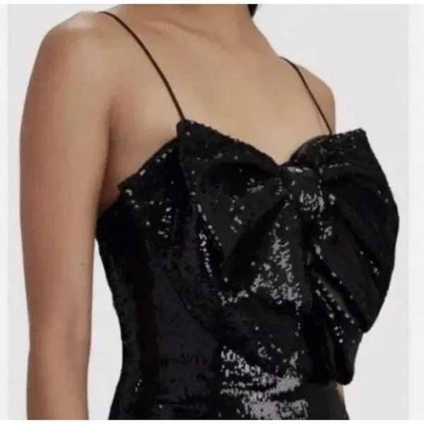 RONNY KOBO Sequin Embellished Lindsay Bow Front Mini Dress Black Women’s Size S - Image 3