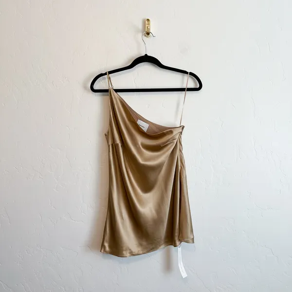 Reformation | NWT Samantha 100% Silk One Shoulder Draped Top Natural - Image 3