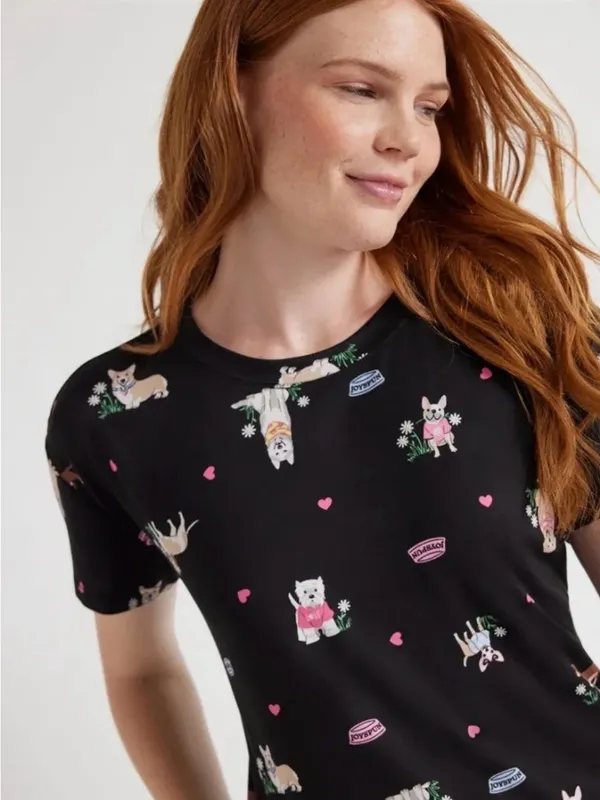 Joyspun Women’s Dog Print Cute Short Sleeve 2 PC Pajama Set Small NWT - Image 3