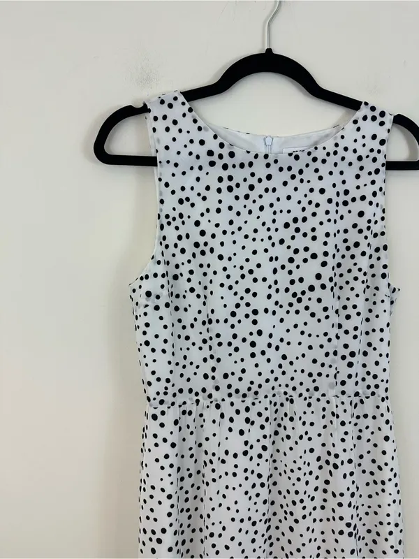 BB Dakota Something About Dots Sleeveless White Polka Dot Tiered Midi Dress Sm - Image 3