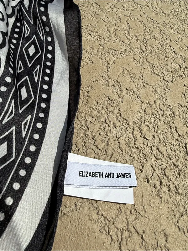 Elizabeth & James Black and White Bandana Print Scarf perfect for resort - Image 2