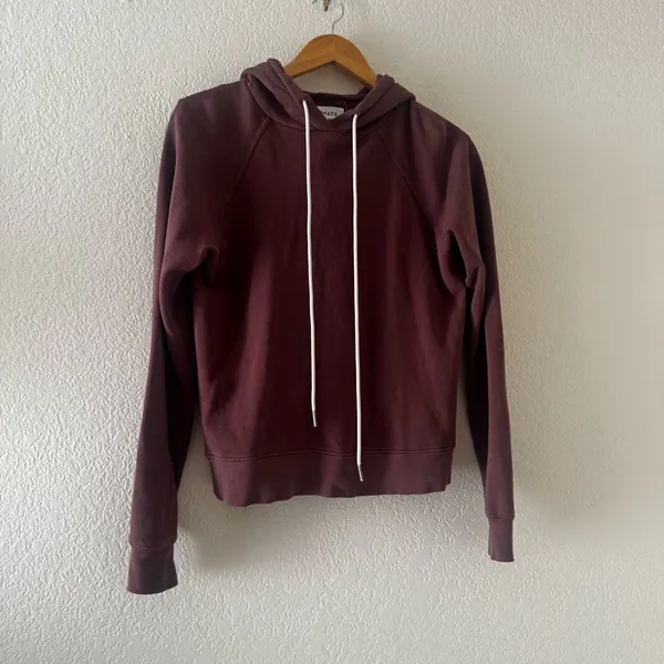 MATE the Label Organic Terry Raglan Hoodie in Plum - XS - Image 4