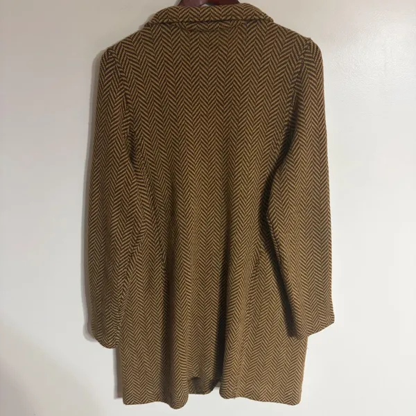 Lauren Ralph Lauren Herringbone Knit Blazer Cardigan Brown Wool Cashmere 1X - Image 8