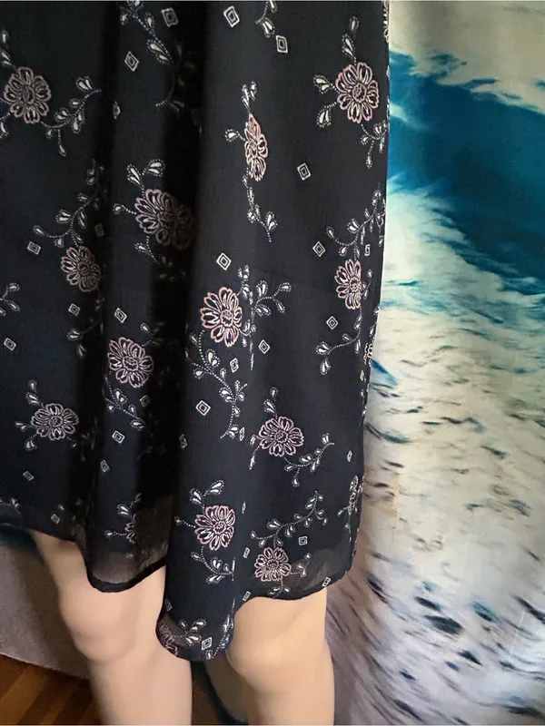 Abercrombie & Fitch Black Floral A-Line Dress SM - Image 5