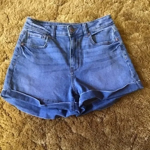 American Eagle High Rise Cuffed Stretch Denim Shorts Women’s 0 Blue Jean Shorts - Image 5