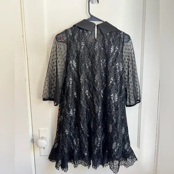 Simply Couture Black Lace Peter Pan Collar Mod Mini Dress Small - Image 2