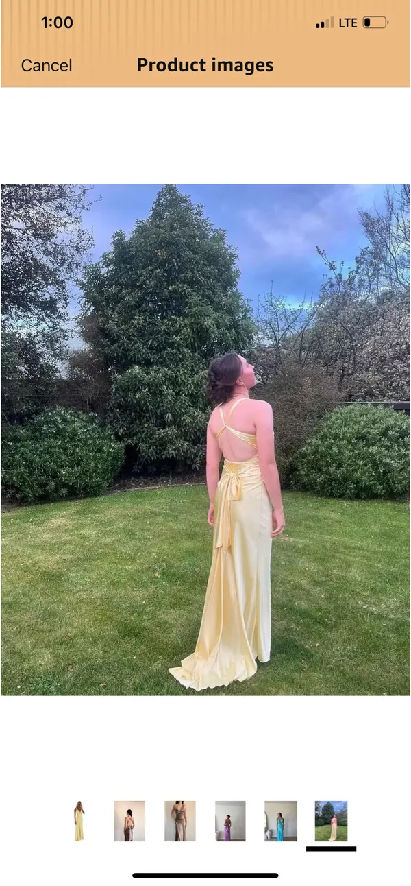 Satin Yellow dress Size 4 - Image 2