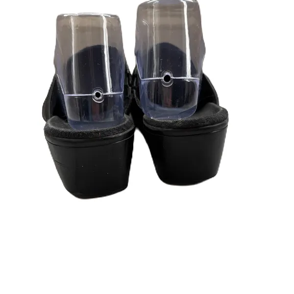 Clarks Black Leather Women's Clogs Slip-On Shoes Size 9 Mules Clog Block‎ Heel - Image 4