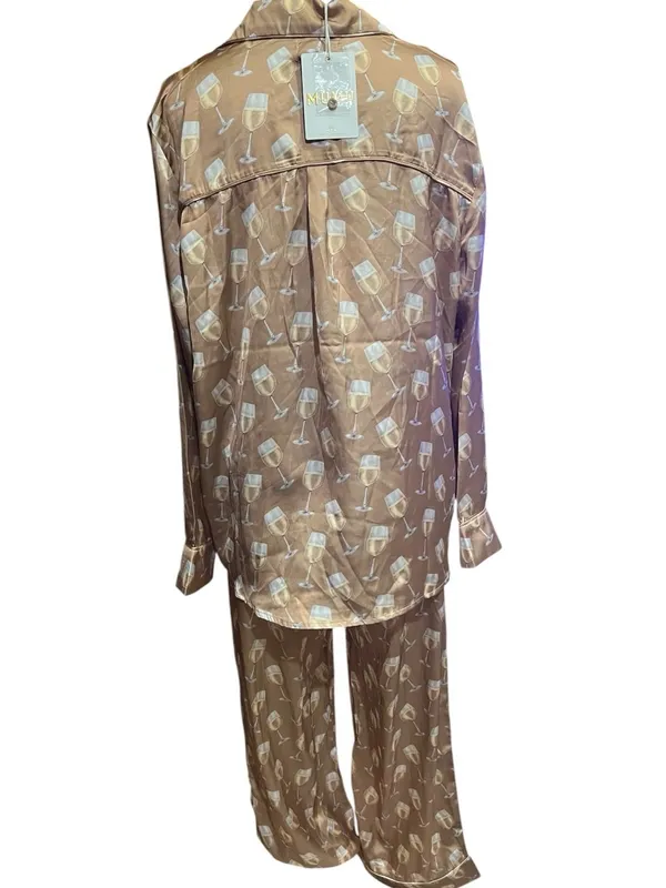 SHOW ME YOUR MUMU: CLASSIC PJ SET - WHITE WINE SILKY size M - Image 5