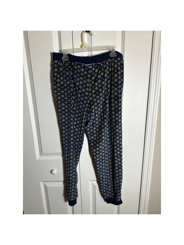 Cuddl Duds Pajamas Set L Blue Yellow Ultra Plush Velvet Fleece - Image 4