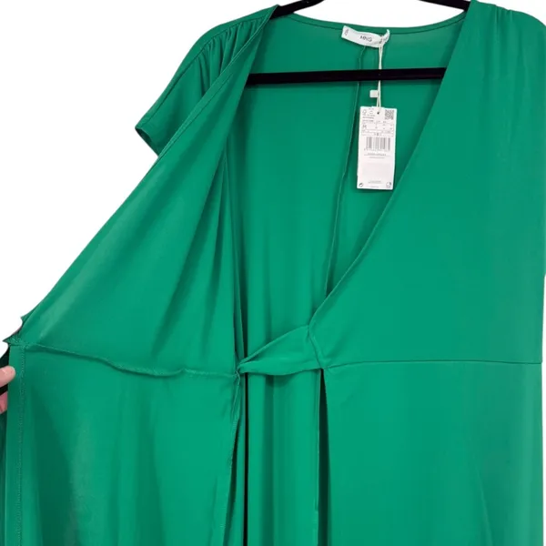 NWT Mango Women's Bow‎ Wrap Midi Dress Kelly Green Size 6 Feminine Contemporary - Image 11