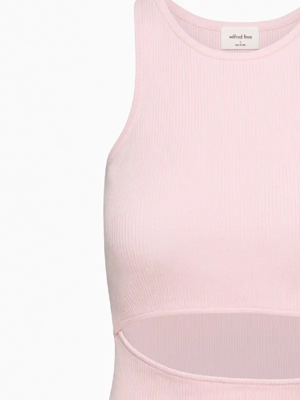 Aritzia Pink Ribbed Tank Dress with Front Cutout SZ MEDIUM - Image 9