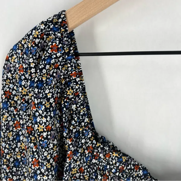 Elloh Multicolor Ditsy Floral Smocked 3/4 Puff Sleeve Tiered Midi Dress‎ Prairie - Image 3
