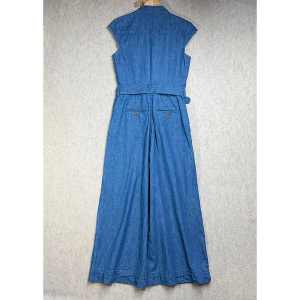 Pilcro and the Letterpress Anthropologie‎ Blue Denim Wide Leg Belted Jumpsuit 2 - Image 5