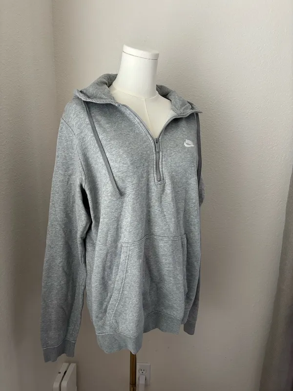 Nike Fleece grey quarter-zip hoodie (M) - Image 2