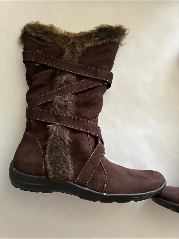 Natural Soul by Naturalizer Brown Faux-Fur Trim Mid-Calf Heeled Boots - Image 13