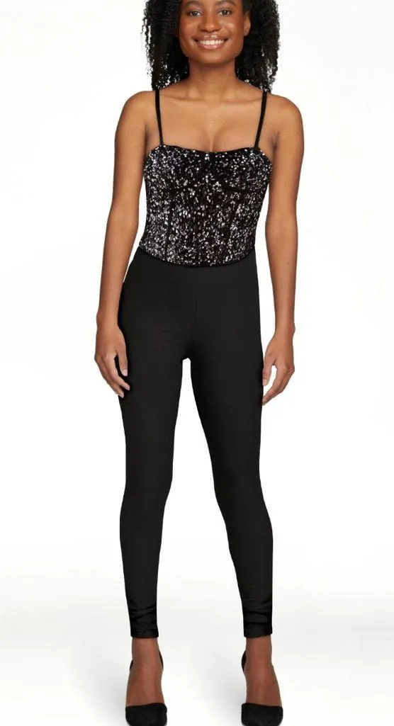 No Boundaries Sequin Black Bustier Top NWT Black Silver Corset Strappy Top - Image 2