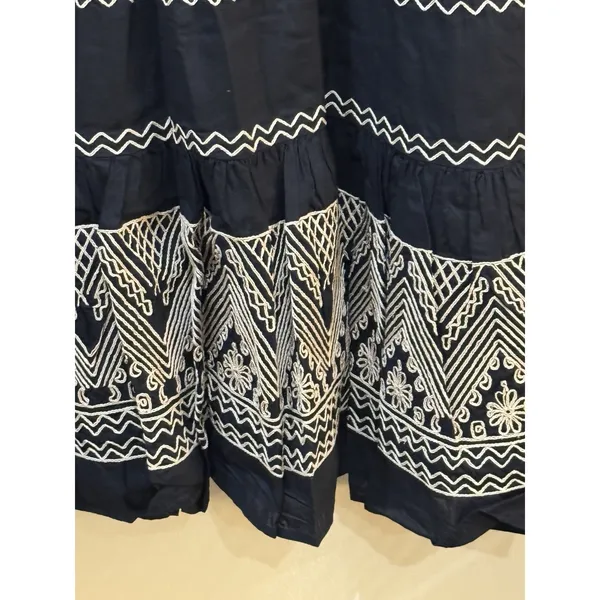Polo Ralph Lauren Embroidered Peasant Midi Dress Black Size 2 Cotton Voile - Image 5