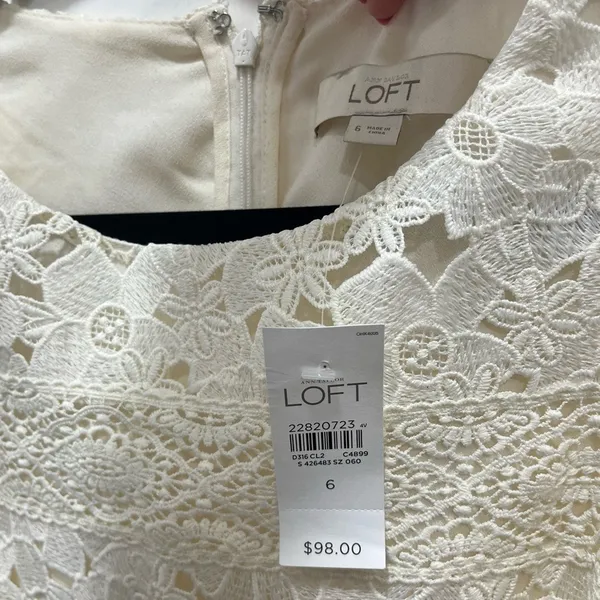 LOFT Embroidered Floral Lace Shift Dress‎ 6 Bridal LWD Wedding Ivory Cream NWT - Image 4