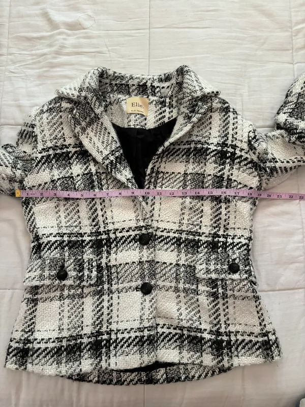 Elie Tahari Tweed Plaid Wool Blazer Size 8 - Image 7