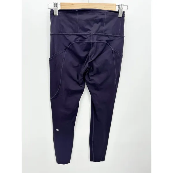 Lululemon Fast and Free 7/8 Dark Purple Pull On Tights Leggings Women's Size 6 - Image 2