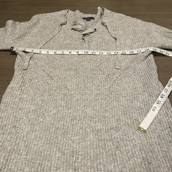 American Eagle Gray Knit Lace Up Long Sleeve Sweater Dress Size M‎ - Image 8