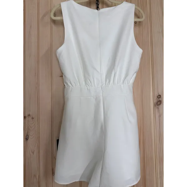 NWT Lulus Rooftop Bar White Sleeveless Faux-Wrap Belted Skort Romper Chic Size S - Image 6