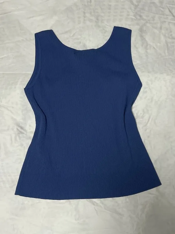 Vintage Jones New York Blue Fitted Tank M 90s Y2K Minimalist - Image 3