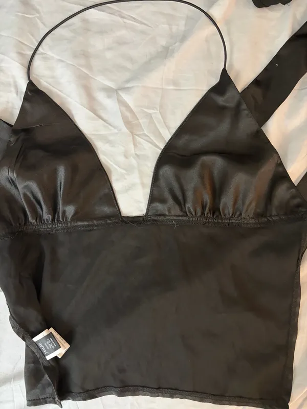 Black Satin Halter Top Size XS - Image 6