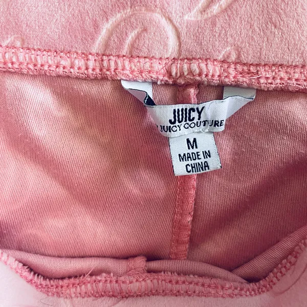 Juicy Couture Logo Embossed Pink Velour Tracksuit with Hoodie Top Small Bottom M - Image 9